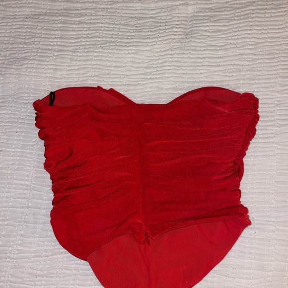 NWOT Red Strapless Ruched Top - Picture 2 of 3
